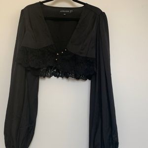 Princess Polly crop top with balloon sleeves